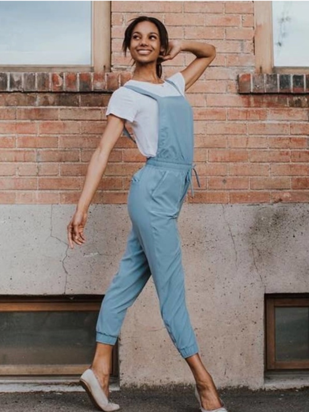 Albion Fit Overall Jumpsuit Light Blue Denim